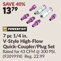 Princess Auto Powerfist 7 pc 1/4 in. V-Style High-Flow Quick-Coupler/Plug Set offer