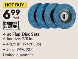 Princess Auto Grease & Gear 4 pc Flap Disc Sets offer