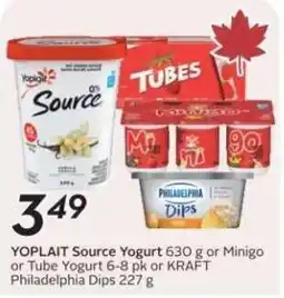 Safeway YoPlait source yogurt or minigo or tube yogurt or kraft philadelphia dips offer