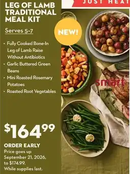 Longo's Smart leg of lamb traditional meal kit offer