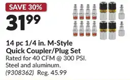 Princess Auto Dewalt 14 pc 1/4 in. M-Style Quick Coupler/Plug Set offer
