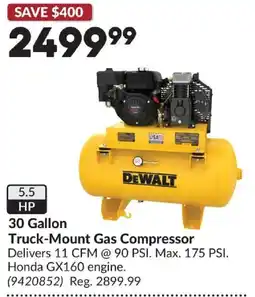 Princess Auto DeWalt 30 Gallon Truck-Mount Gas Compressor offer