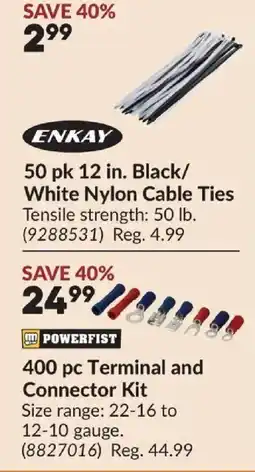 Princess Auto Enkay 50 pk 12 in. Black/White Nylon Cable Ties offer