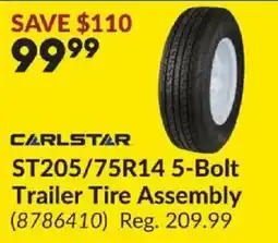 Princess Auto Carlstar st205/75r14 5-bolt trailer tire assembly offer