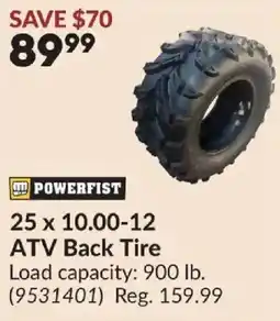 Princess Auto Powerfist atv back tire offer