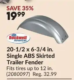 Princess Auto Rockwell American Single ABS Skirted Trailer Fender offer