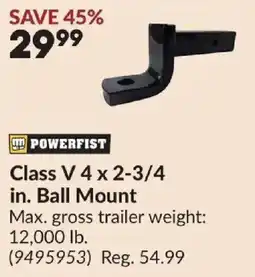 Princess Auto Powerfist class v 4 x 2-3/4 in. ball mount offer