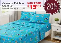 Beddington's Gamer or Rainbow Sheet Set offer