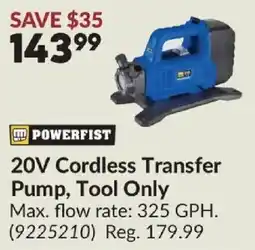 Princess Auto Powerfist 20V Cordless Transfer Pump offer