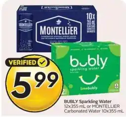 Safeway Bubly sparkling water or Montellier carbonated water offer