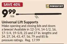 Princess Auto Powerfist universal lift supports offer