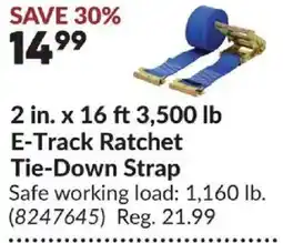 Princess Auto E-track ratchet tie-down strap offer