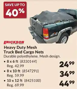 Princess Auto Erickson heavy duty mesh truck bed cargo nets offer