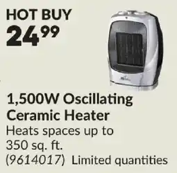 Princess Auto 1,500W Oscillating Ceramic Heater offer