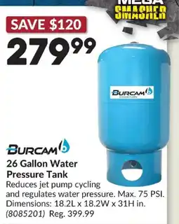 Princess Auto Burcam 26 Gallon Water Pressure Tank offer