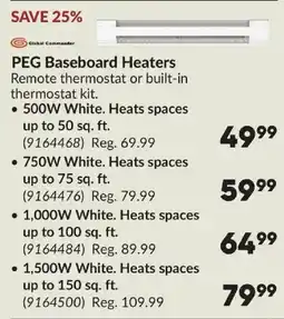 Princess Auto Global Commander PEG Baseboard Heaters offer