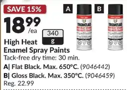 Princess Auto Tremclad high heat enamel spray paints offer