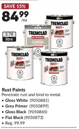 Princess Auto Tremclad rust paints offer