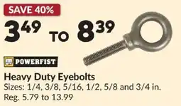 Princess Auto Powerfist heavy duty eyebolts offer