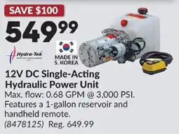 Princess Auto Hydro-Tek 12V DC Single-Acting Hydraulic Power Unit offer