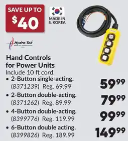 Princess Auto Hydro-Tek hand controls for power units offer