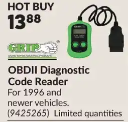 Princess Auto Grip obdii diagnostic code reader offer