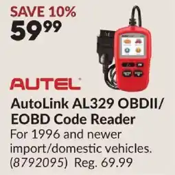 Princess Auto Autel AutoLink AL329 OBDII/EOBD Code Reader offer