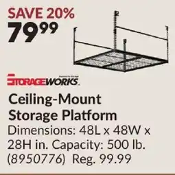 Princess Auto Storageworks ceiling-mount storage platform offer