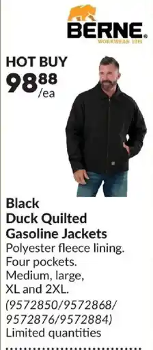 Princess Auto Berne duck quilted gasoline jackets offer
