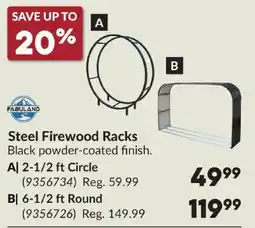 Princess Auto Fabuland steel firewood racks offer