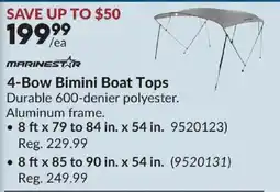 Princess Auto Marinestar 4-Bow Bimini Boat Tops offer