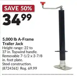 Princess Auto A-frame trailer jack offer