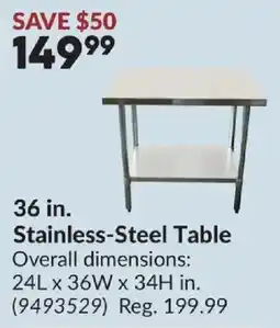 Princess Auto Stainless-Steel Table offer