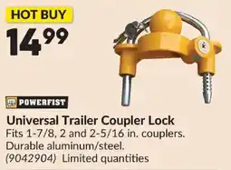 Princess Auto Powerfist universal trailer coupler lock offer