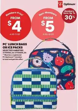 Real Canadian Superstore PC lunch bags or ice packs offer