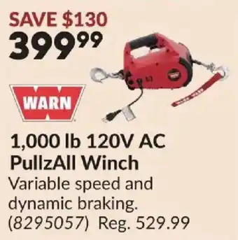 Warn 1000 lb 120v ac pullzall winch