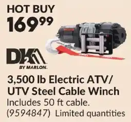 Princess Auto Dka by marlon 3,500 lb electric atv/utv steel cable winch offer