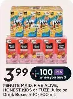 Safeway Minute Maid, Five Alive, Honest Kids or Fuze Juice offer