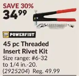 Princess Auto Powerfist 45 pc Threaded Insert Rivet Kit offer
