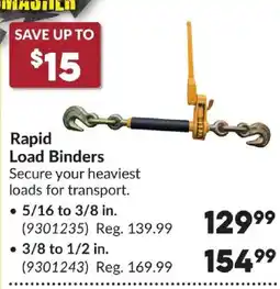 Princess Auto Rapid Load Binders offer