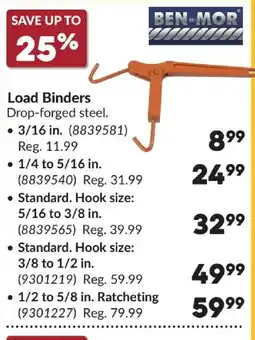 Princess Auto Ben-mor load binders offer