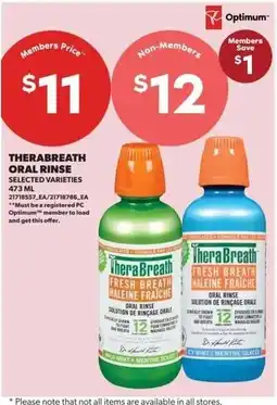 Real Canadian Superstore Thera Breath oral rinse selected varieties offer