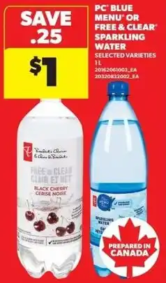 Real Canadian Superstore PC blue menu or free & clear sparkling water offer