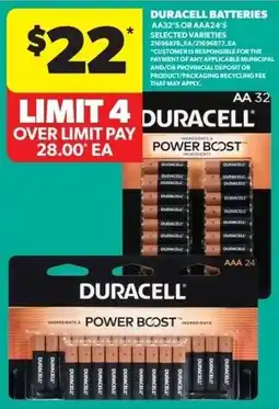 Real Canadian Superstore Duracell batteries AA32's or AAA24's selected varieties offer