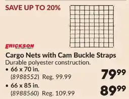 Princess Auto Erickson cargo nets with cam buckle straps offer