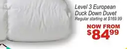 Beddington's Level 3 European Duck Down Duvet offer
