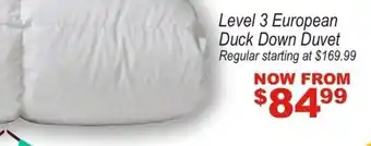 Level 3 European Duck Down Duvet