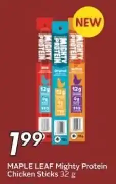 Safeway Maple Leaf Mighty Protein Chicken Sticks offer