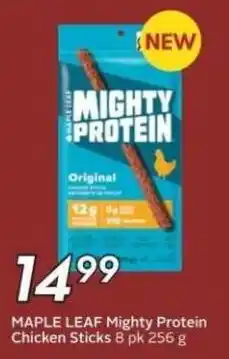 Safeway Maple Leaf Mighty Protein Chicken Sticks offer