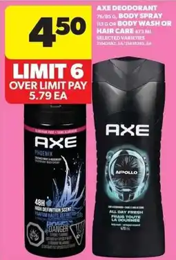 Real Canadian Superstore Axe deodorant body spray or hair care offer
